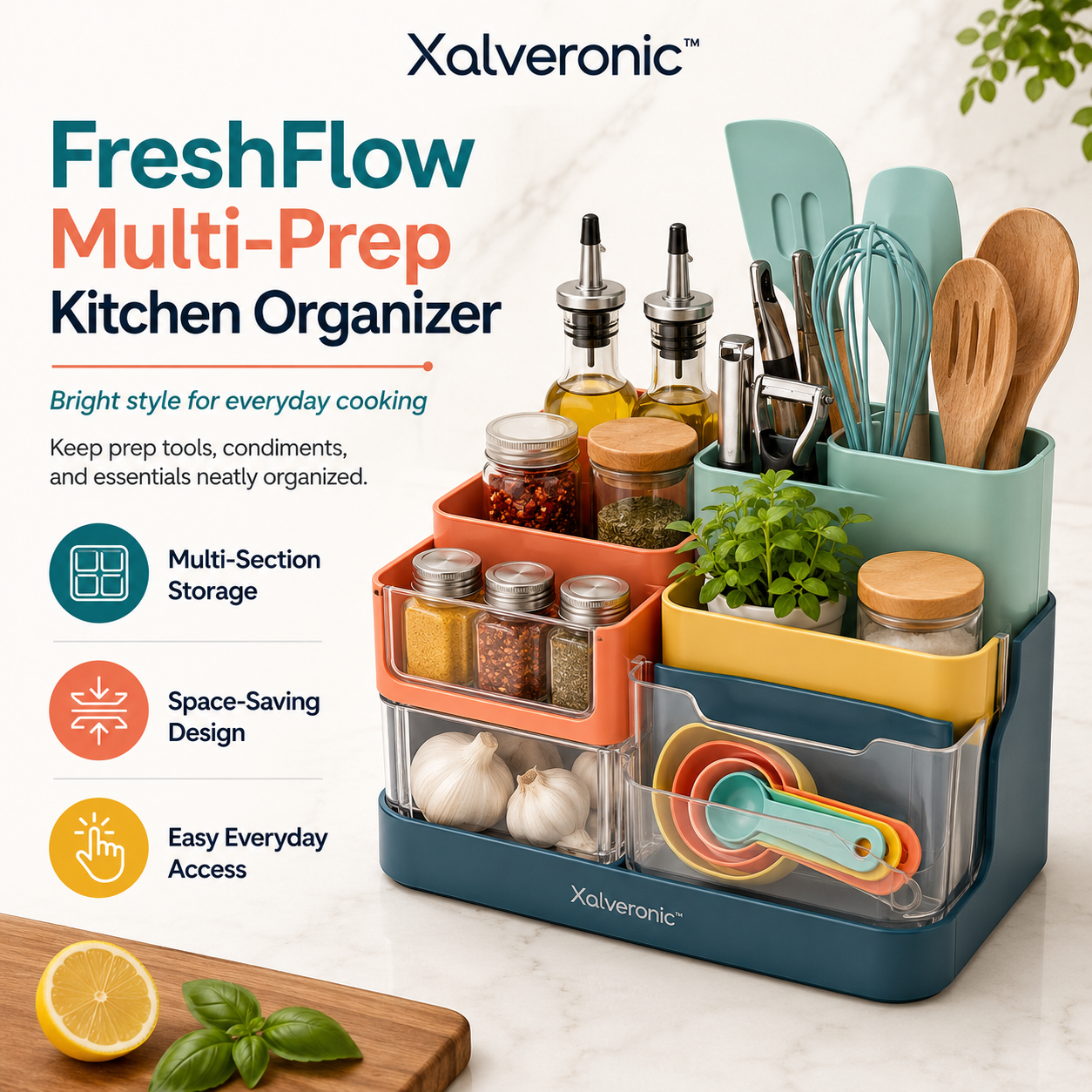 Xalveronic™ FreshFlow Multi-Prep Kitchen Organizer