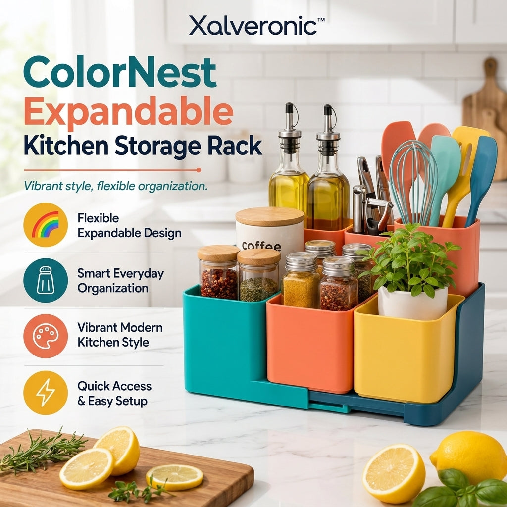 Xalveronic™ ColorNest Expandable Kitchen Storage Rack