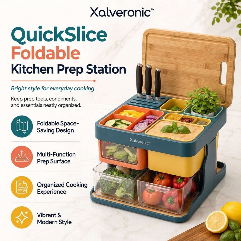 Xalveronic™ QuickSlice Foldable Kitchen Prep Station