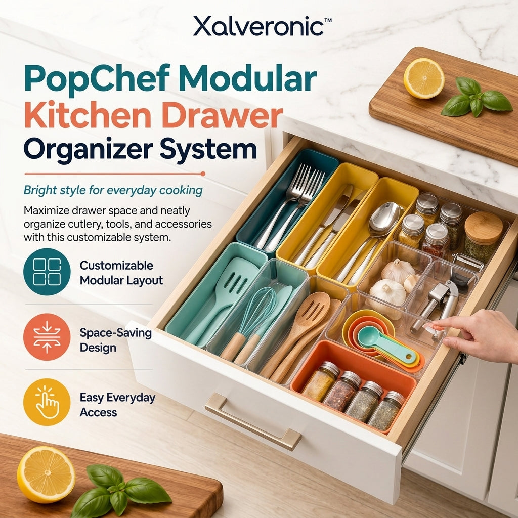 Xalveronic™ PopChef Modular Kitchen Drawer Organizer System